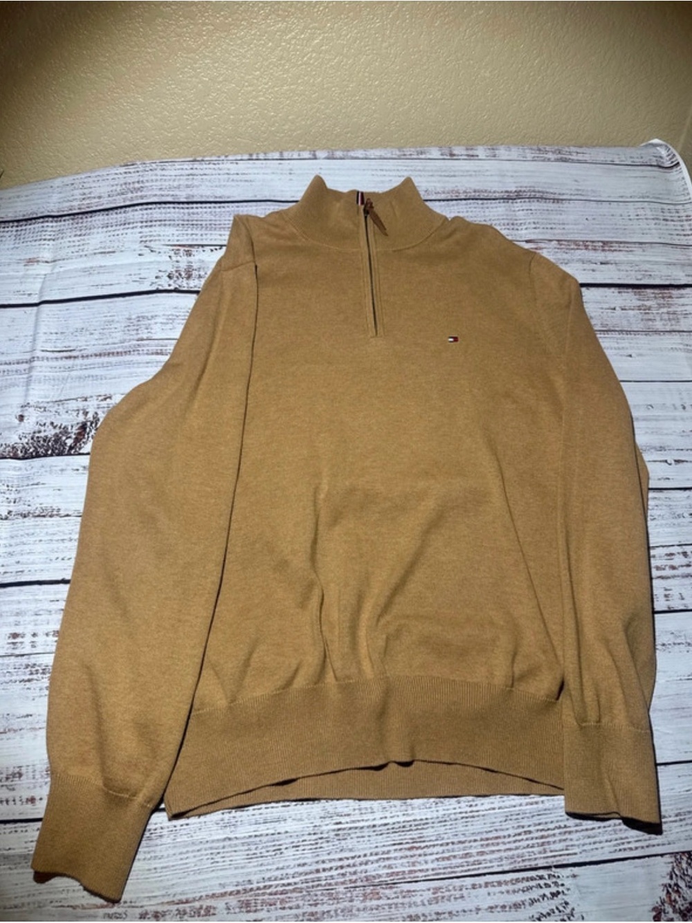Tommy Hilfiger Men’s Camel Half-Zip Pullover Sweater